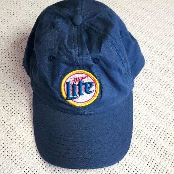LAST CHANCE Miller Lite Embroidered Graphic Canvas Adjustabled Blue BaseBall Cap - Picture 1 of 3